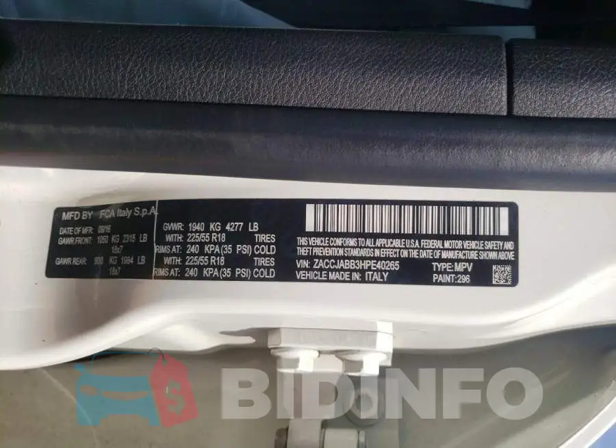 ZACCJABB3HPE40265 Photo# 13