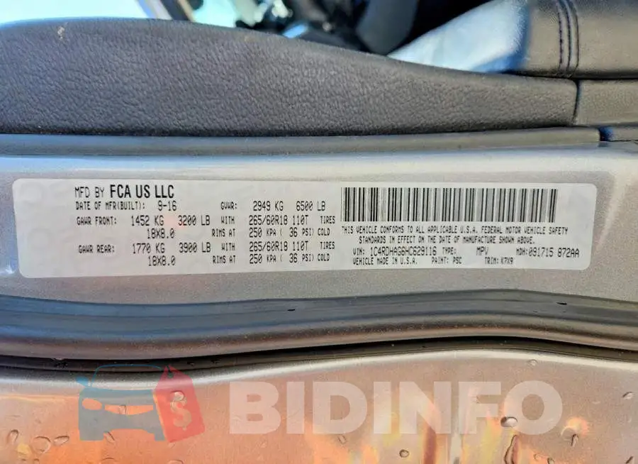 1C4RDHAG6HC629116 Photo# 13