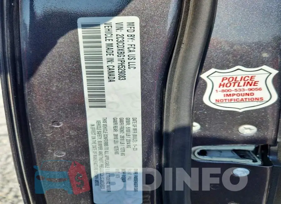 2C3CDXBG1PH529083 Photo# 12