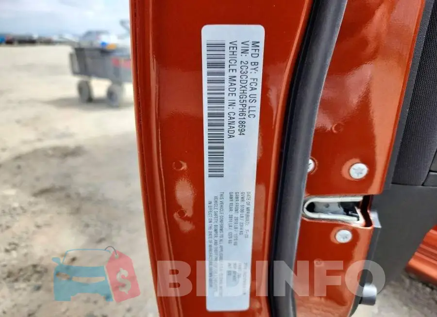 2C3CDXHG5PH618694 Photo# 12