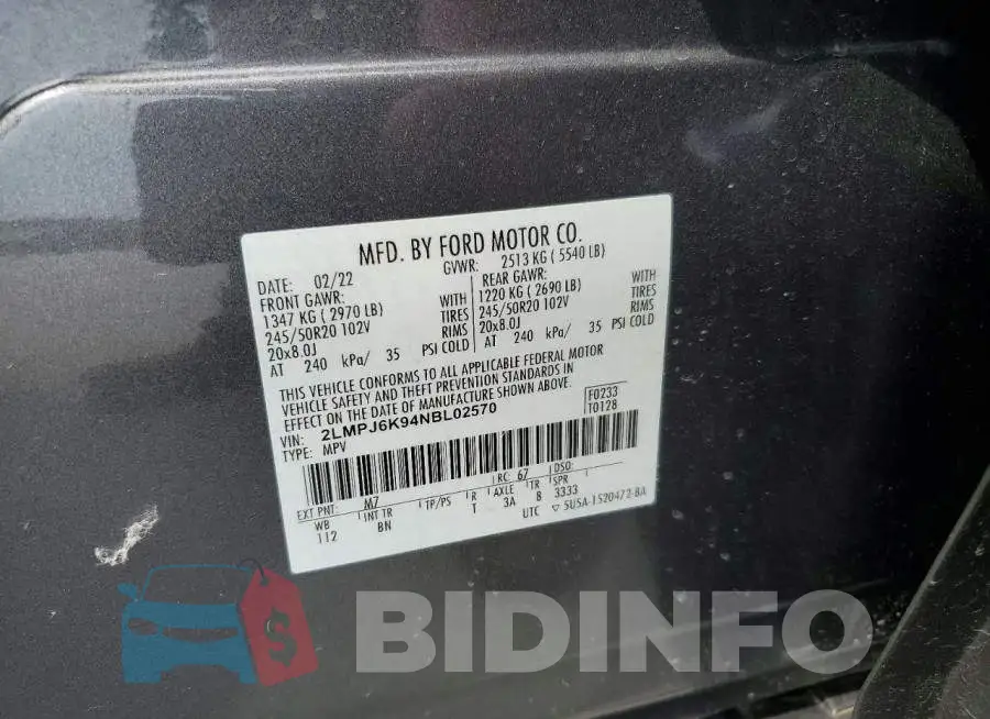 2LMPJ6K94NBL02570 Photo# 13