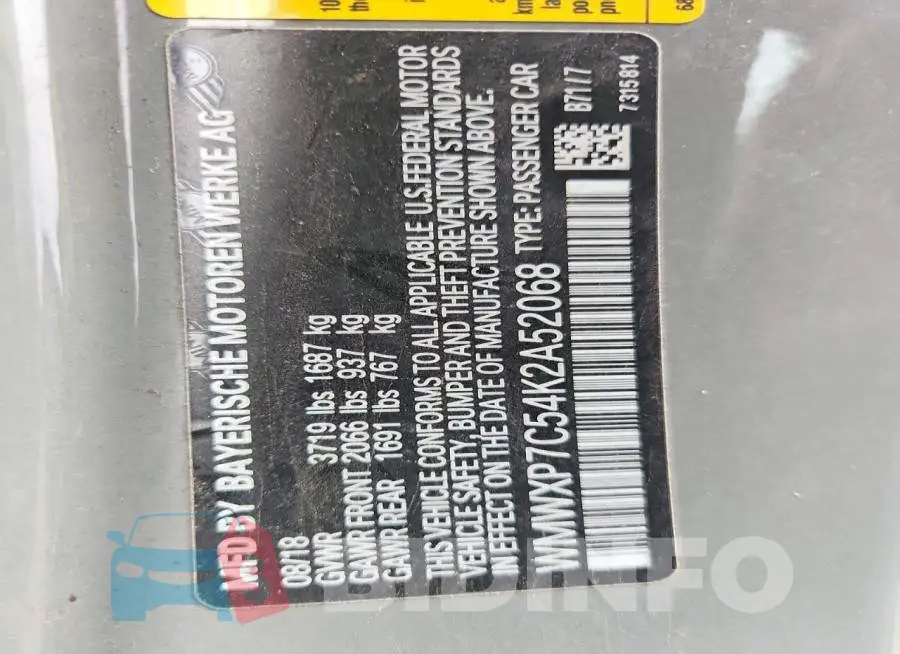 WMWXP7C54K2A52068 Photo# 13