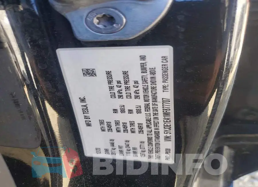 5YJ3E1EA1MF877707 Photo# 12