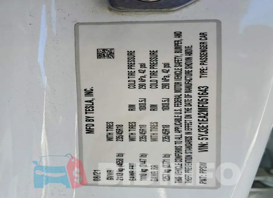 5YJ3E1EA2MF051643 Photo# 12