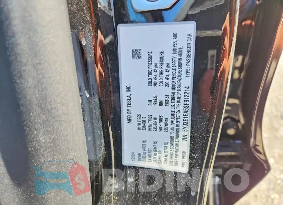 5YJ3E1EA5SF912214 Photo# 12