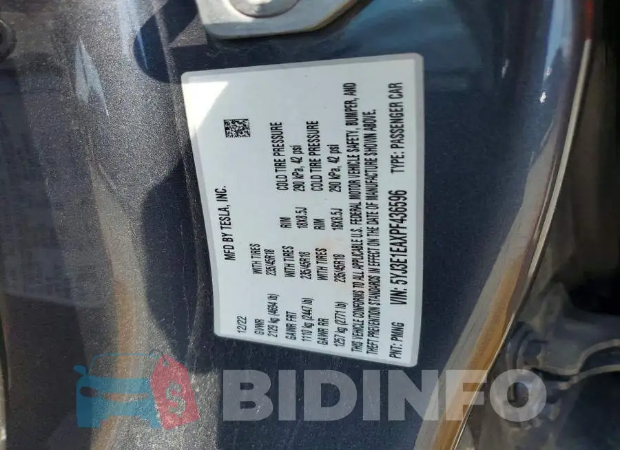 5YJ3E1EAXPF436596 Photo# 12