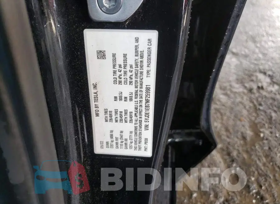 5YJ3E1EB7NF259981 Photo# 12