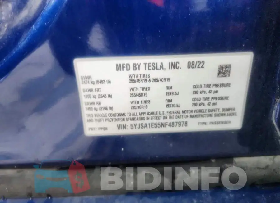 5YJSA1E55NF487978 Photo# 12