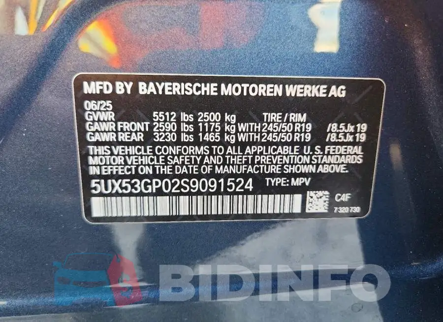 5UX53GP02S9091524 Photo# 14