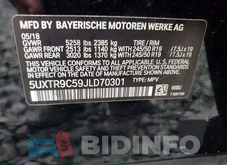 5UXTR9C59JLD70301 Photo# 13