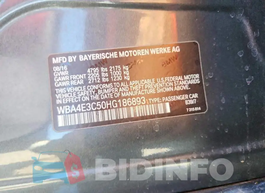 WBA4E3C50HG186893 Photo# 12