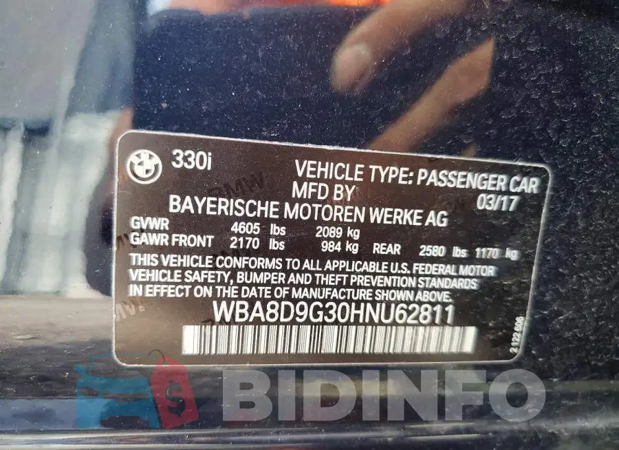 WBA8D9G30HNU62811 Photo# 12