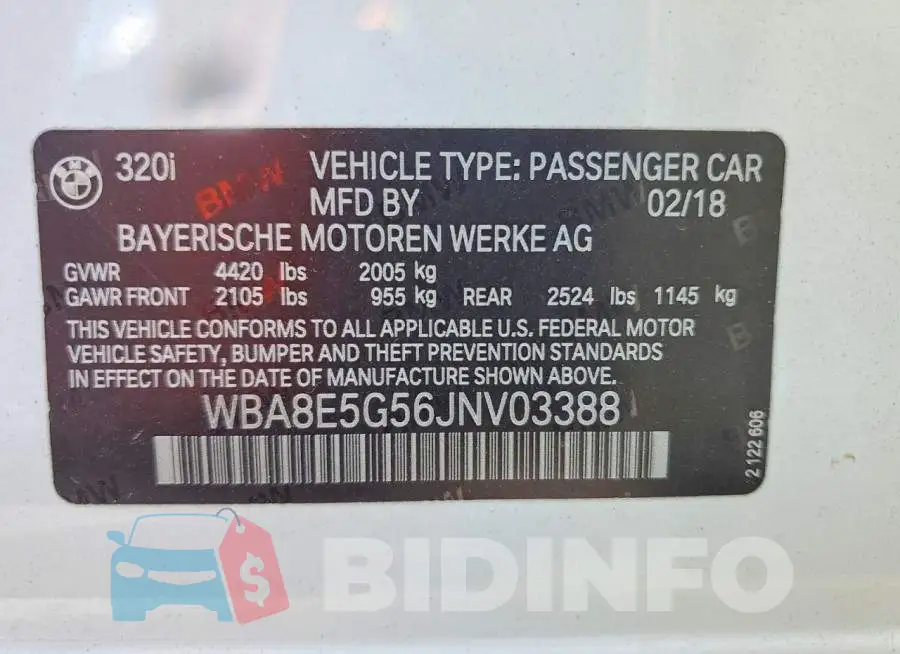 WBA8E5G56JNV03388 Photo# 12