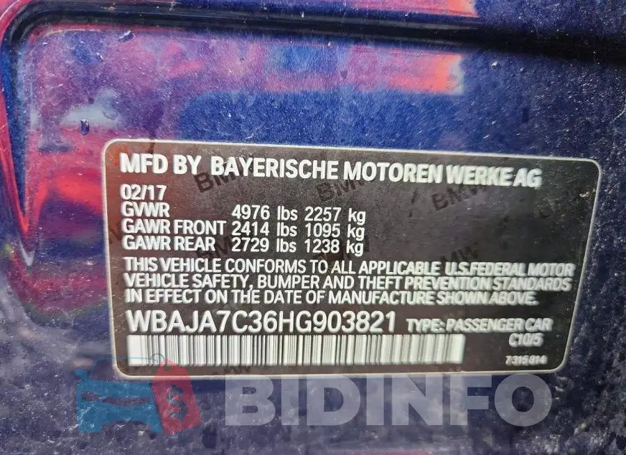 WBAJA7C36HG903821 Photo# 13