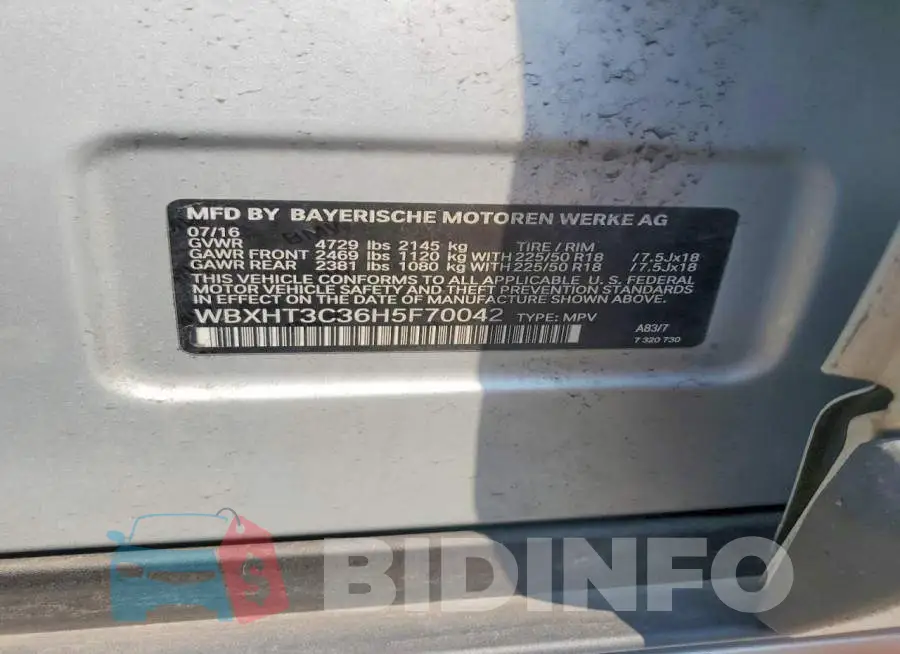 WBXHT3C36H5F70042 Photo# 12