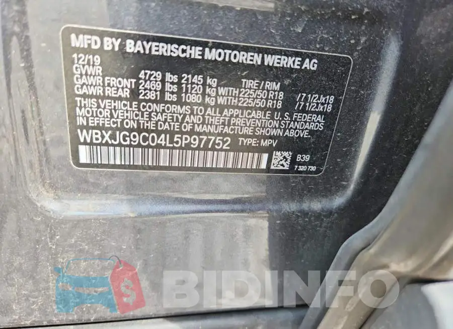 WBXJG9C04L5P97752 Photo# 12
