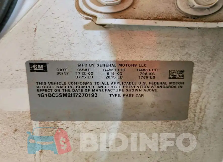 1G1BC5SM2H7270193 Photo# 12