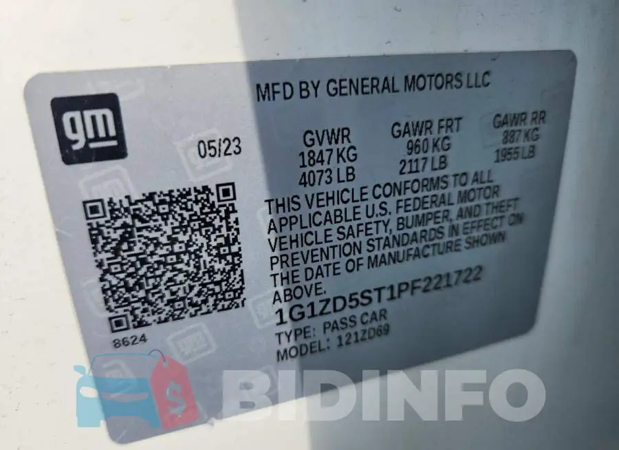 1G1ZD5ST1PF221722 Photo# 13