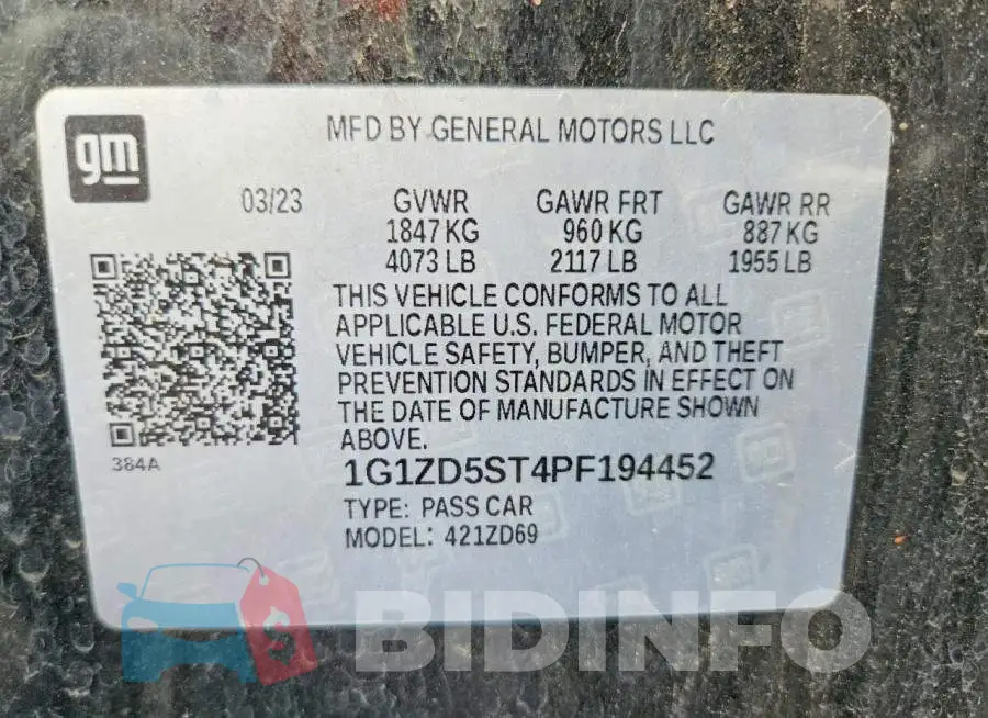 1G1ZD5ST4PF194452 Photo# 12