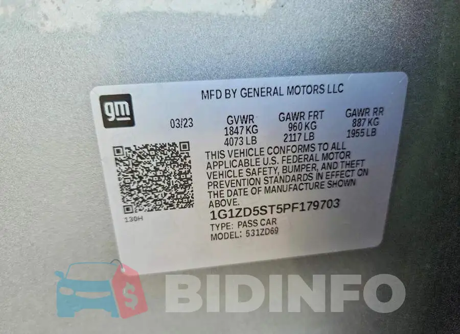 1G1ZD5ST5PF179703 Photo# 12