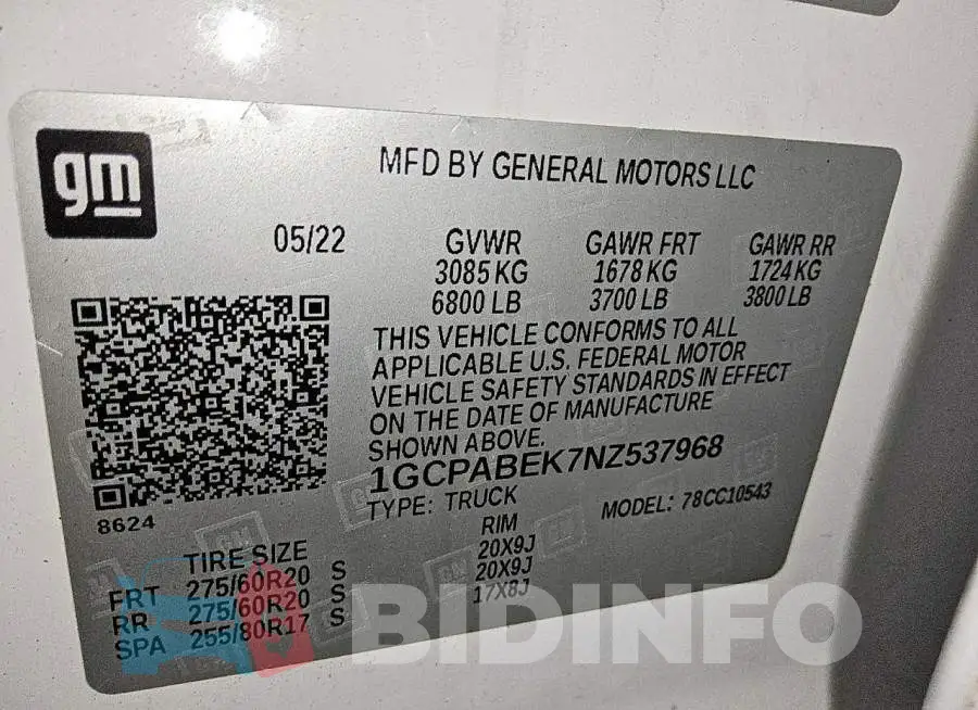 1GCPABEK7NZ537968 Photo# 12