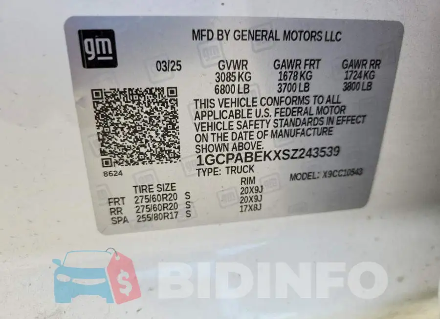 1GCPABEKXSZ243539 Photo# 12