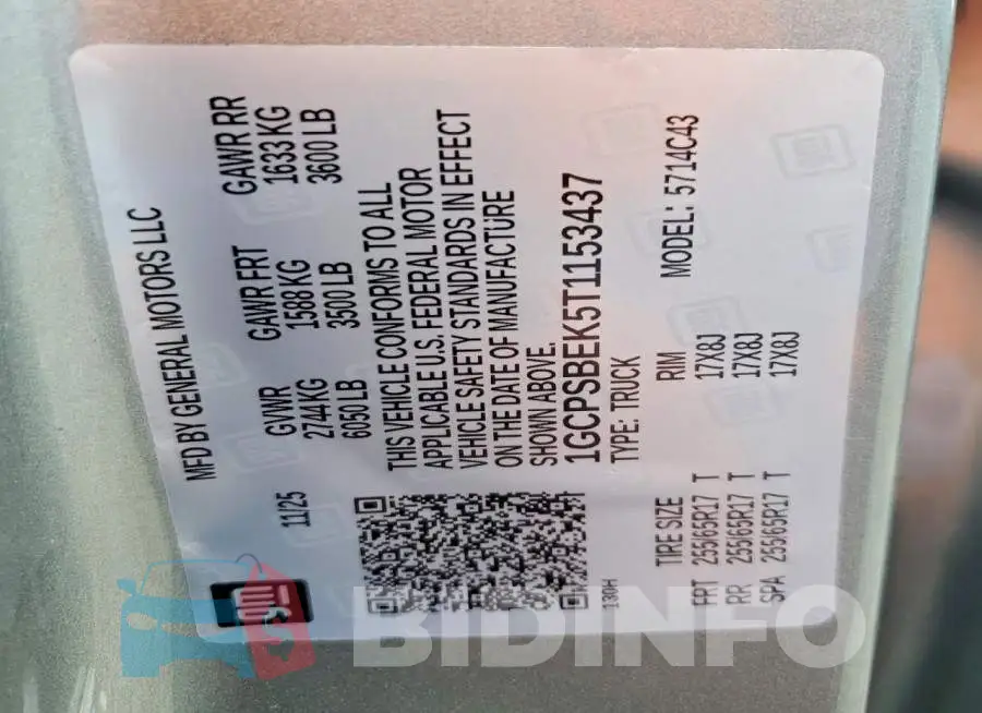 1GCPSBEK5T1153437 Photo# 13