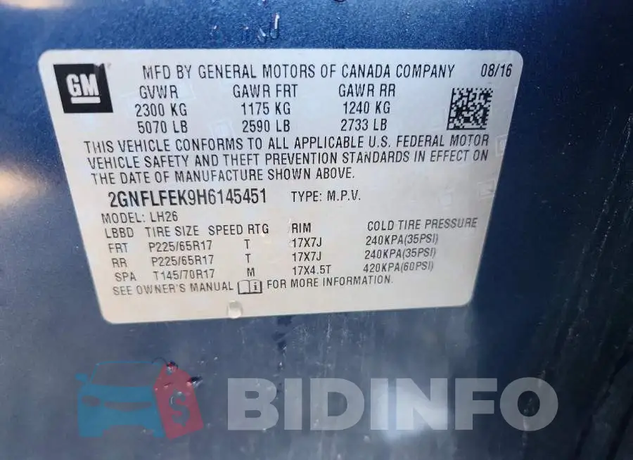 2GNFLFEK9H6145451 Photo# 13