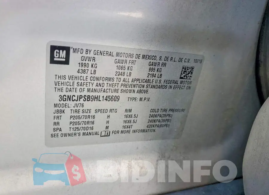 3GNCJPSB9HL145609 Photo# 12