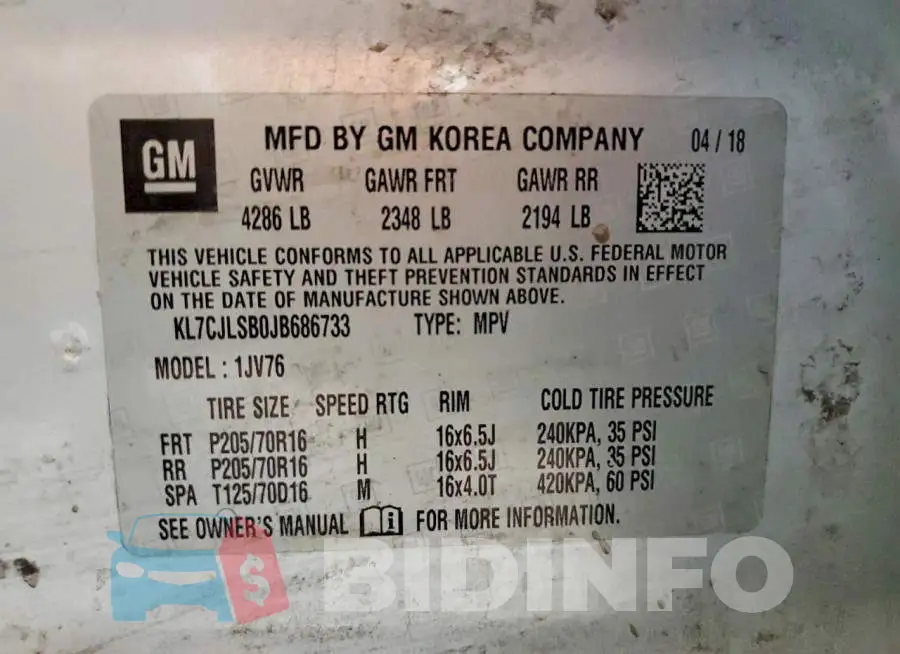 KL7CJLSB0JB686733 Photo# 12