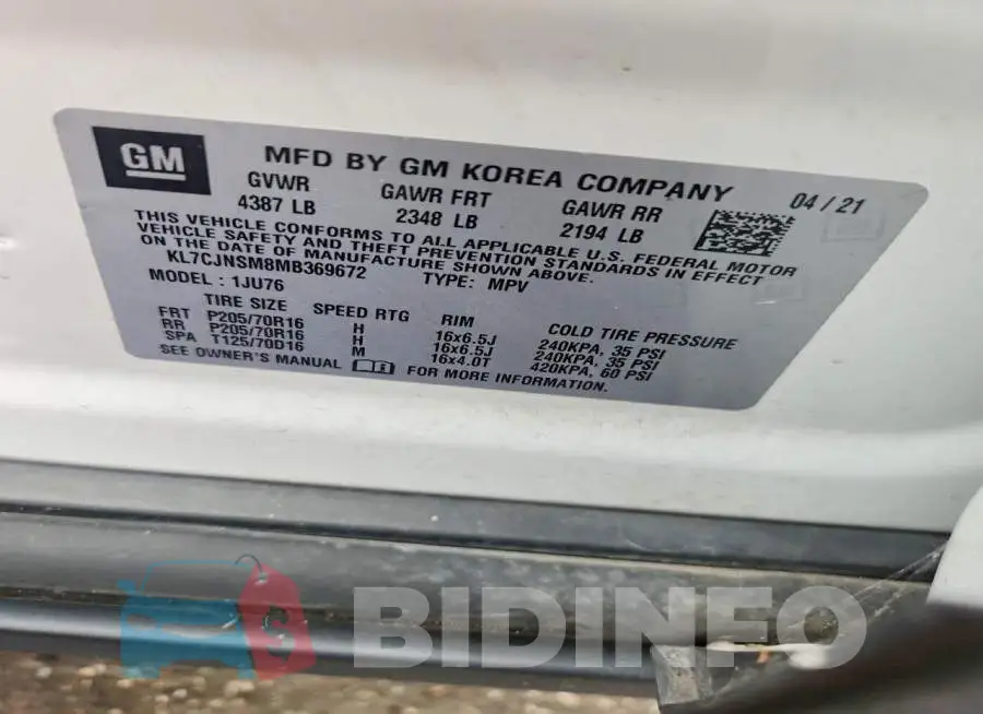 KL7CJNSM8MB369672 Photo# 12