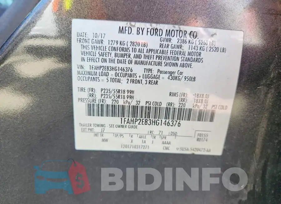 1FAHP2E83HG146376 Photo# 12