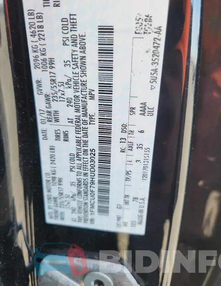 1FMCU0F79HUD03025 Photo# 13