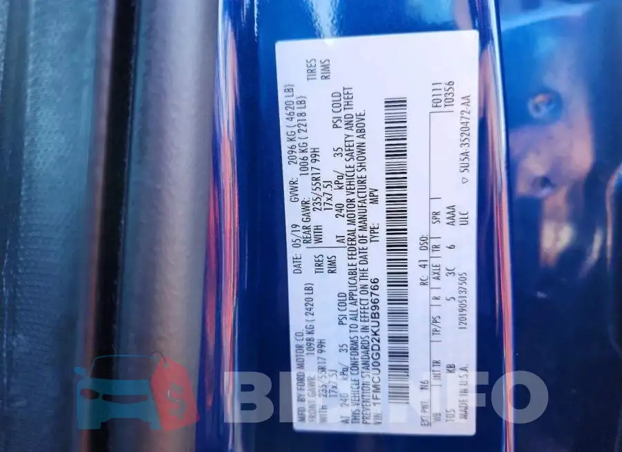 1FMCU0GD2KUB96766 Photo# 12