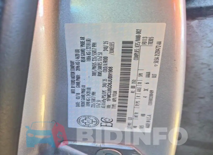 1FMCU0GD6JUB91908 Photo# 13