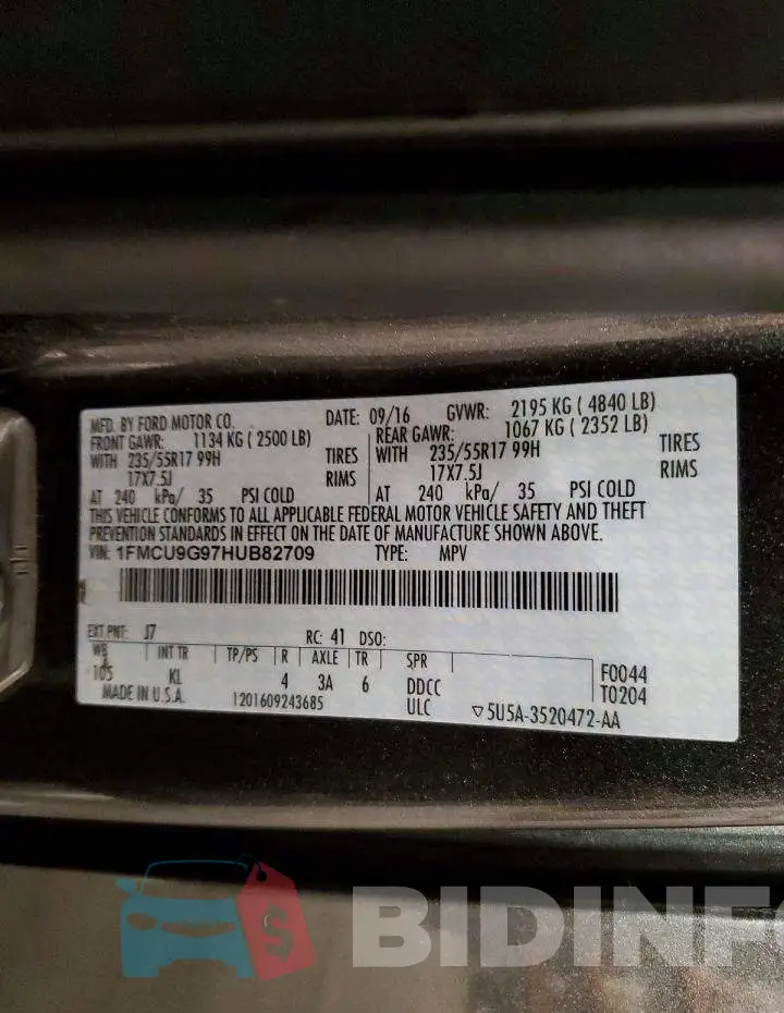 1FMCU9G97HUB82709 Photo# 13