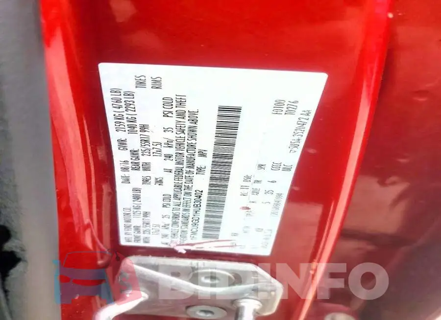 1FMCU9GD1HUB30402 Photo# 13