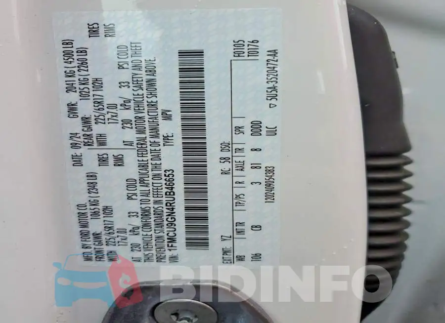 1FMCU9GN4RUB46653 Photo# 14