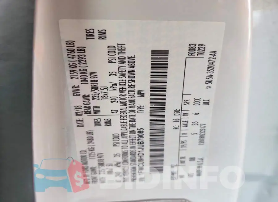 1FMCU9HD1JUB79085 Photo# 13