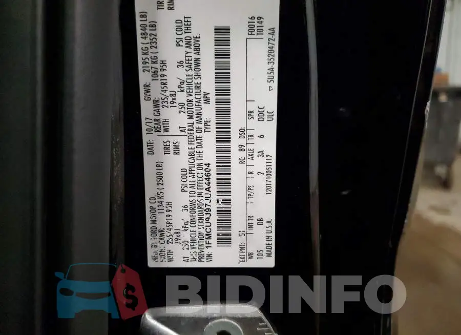 1FMCU9J97JUA44604 Photo# 14