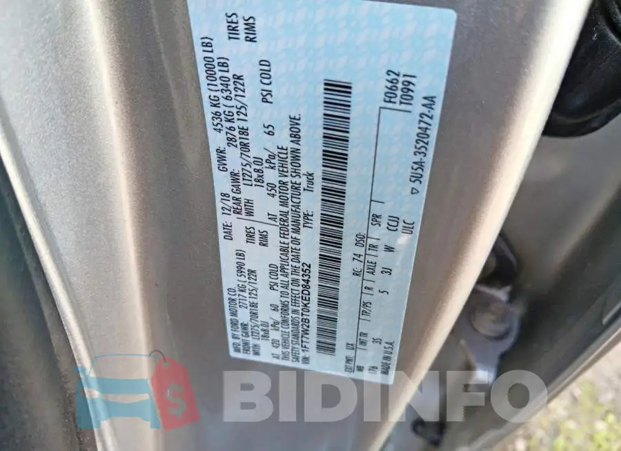 1FT7W2BT0KED84352 Photo# 12