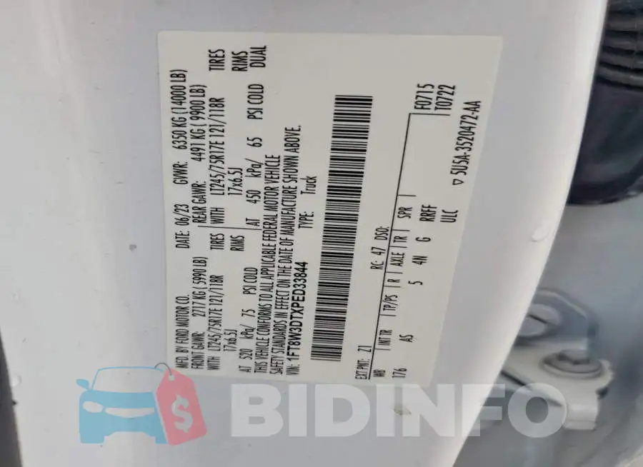 1FT8W3DTXPED33844 Photo# 12