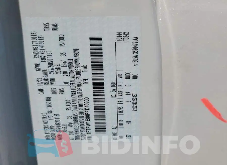 1FTFW1E80PFD10900 Photo# 13