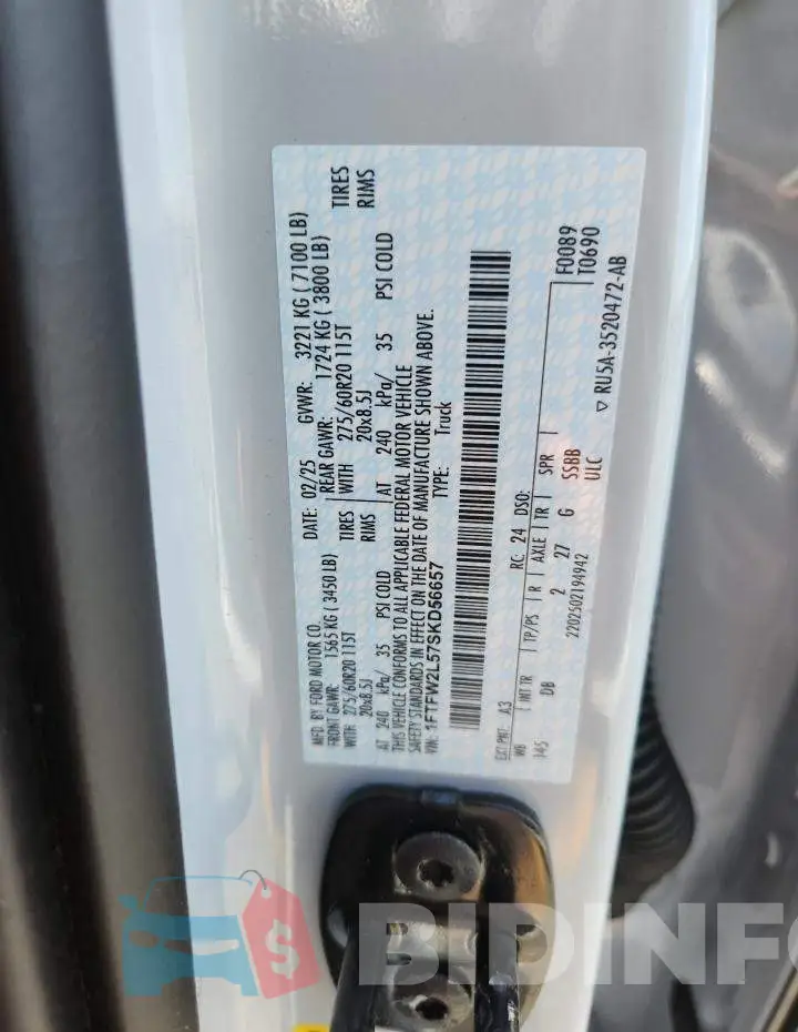 1FTFW2L57SKD56657 Photo# 12