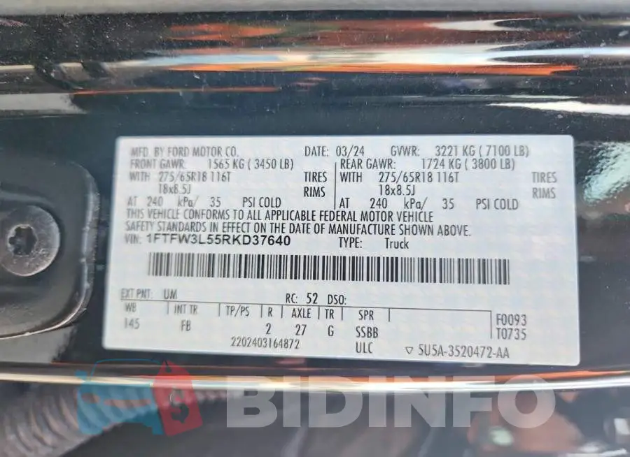 1FTFW3L55RKD37640 Photo# 12