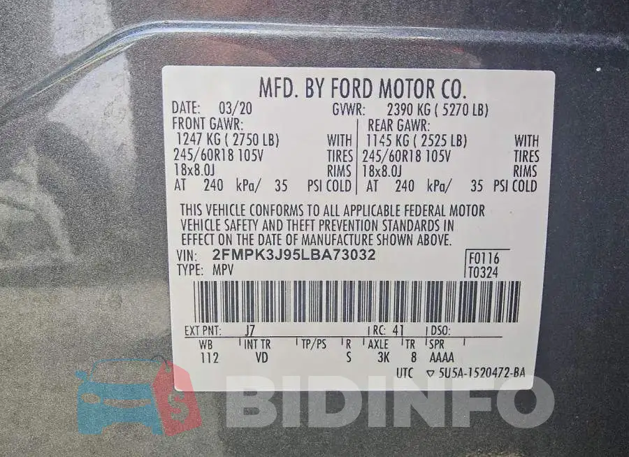 2FMPK3J95LBA73032 Photo# 13