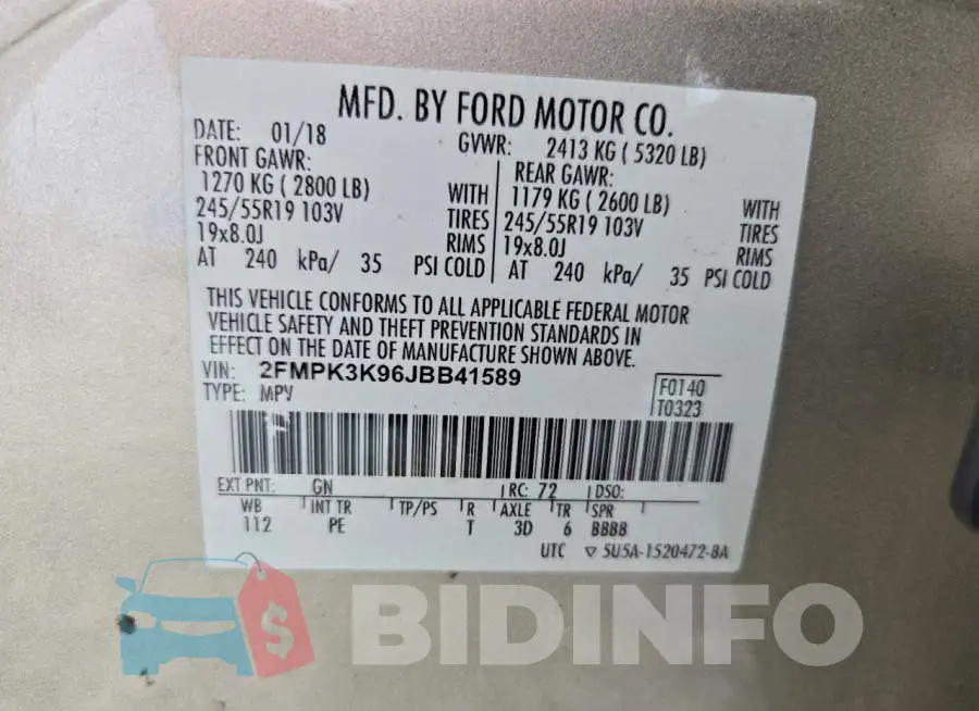 2FMPK3K96JBB41589 Photo# 13