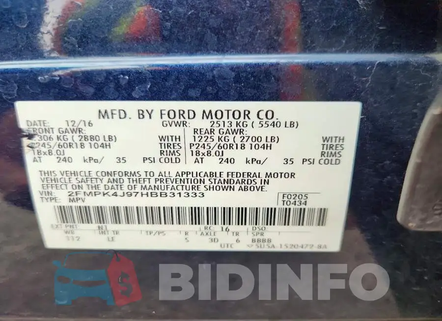 2FMPK4J97HBB31333 Photo# 13