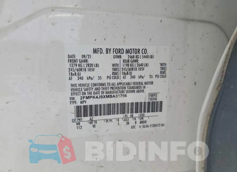 2FMPK4J9XMBA31706 Photo# 13