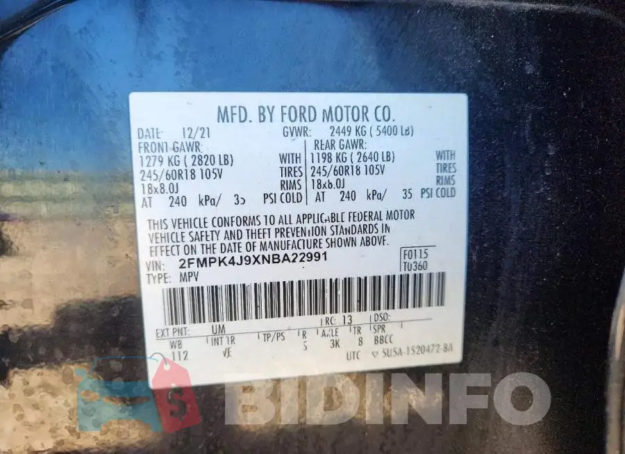 2FMPK4J9XNBA22991 Photo# 14